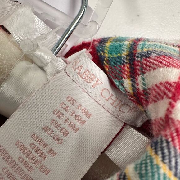 NWT Shabby Chic Infant Girls Red Plaid Dress with White Tights - Size 3-6M - Picture 2 of 7